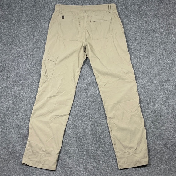 Prana Stretch Zion Straight Pants Hiking Belted Roll Up Mens 34x36 Beige 0915 - Picture 2 of 13